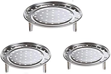 YUEMING 3Pcs Steaming Steamer Rack, Steam Holder Stainless Steel Kitchen Steamer Rack Round Steaming Tray Insert for Pots, Pans, Crock Pots with Supporting Feet 20/22/24 cm
