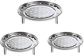 YUEMING 3Pcs Steaming Steamer Rack, Steam Holder Stainless Steel Kitchen Steamer Rack Round Steaming Tray Insert for Pots, Pans, Crock Pots with Supporting Feet 20/22/24 cm