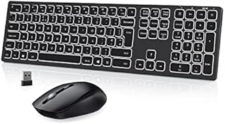 Wireless Keyboard and Mouse Combo with White Backlight, 2.4G USB Rechargeable Keyboard and Mice Set Ultra Slim Quiet UK Layout for Computer, PC, Laptop with Windows System, Space Gray