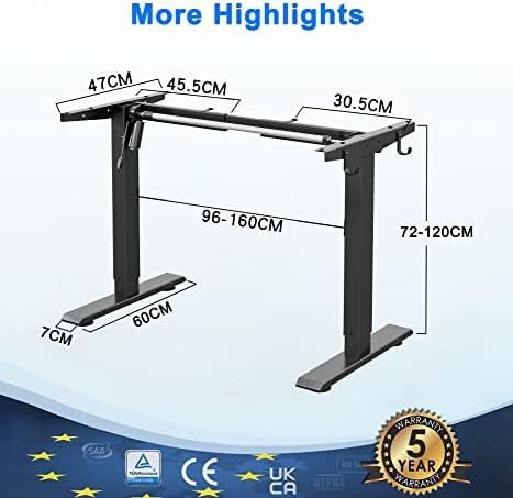 MAIDeSITe Height Adjustable Electric Standing Desk Frame Two-Stage with Heavy Duty Steel Stand up Desk Computer Desk with Automatic Memory Smart Pannel (Black)
