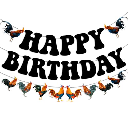 Rooster Birthday Banner Happy Birthday Rooster Party Decorations - Farm Animal Theme Party Supplies for Rooster & Chicken Themed Birthday, Farm Party
