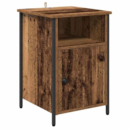vidaXL Armario de Noche Madera Vieja 40 x 42 x 60 cm, Mesa de Dormitorio Moderna con Almacenamiento, mesita rústica para organizar y Decorar tu Espacio