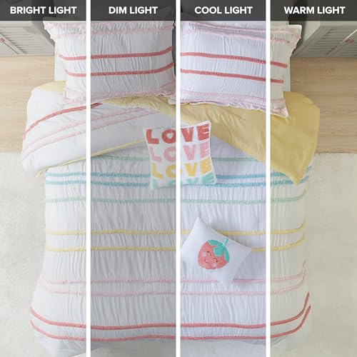 Image of Intelligent Design Kids Stripes White Queen Cotton Comforter Set, 5pc