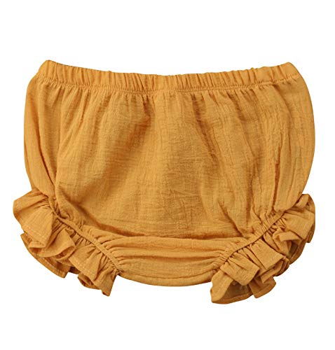 Lefyira Newborn Toddler Baby Girls Diaper Cover Ruffle Bloomers Solid Color Underwear Shorts Pants for Photos (9-18M, D-Yellow)