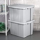 Sterilite 16786A06 Storage Tote, 18 Gallon, Cement Lid and Base