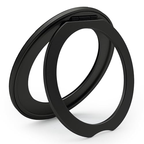 TENOC Magnetic Phone Kickstand Rotatable Sticky Metal Matte Ring Holder for Cell Phone Case, Black