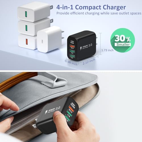 USB C Wall Charger [2 Pack], Bangfun 40W 4 Port USB C Fast Charging Blocks Multi USB Power Apdater Plug Cube for iPhone 15 14 13 12 11 Pro Max XS iPad Pro Samsung S23 S22 A53 A54 A14 (Black) - Thumbnail 5