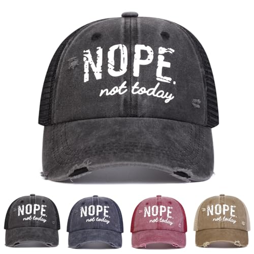 Vintage Washed Black/Gray Baseball Cap - “Not Today” Embroidered on The face, Adjustable mesh Back, Unisex Urban Streetwear, Cool and Comfortable Street Duckbill Worker Hip-hop hat