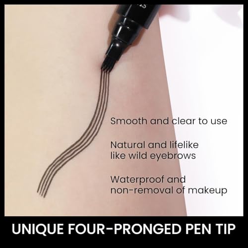 Image of 4 Point Eyebrow Pencil Black,Waterproof Microblading Eyebrow Pencil with a Micro-Fork Tip Applicator Creates || Black Fine Sketch Liquid Eye Brow Tattoo Tint Pen (Pack1)