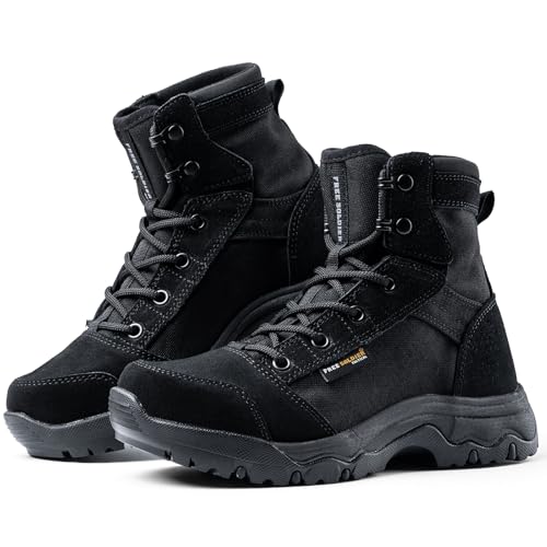 FREE SOLDIER Women’s Tactical Hiking 6 Inches Lightweight Combat Boot Durable Comfortable Work Boots for Women(black 8)
