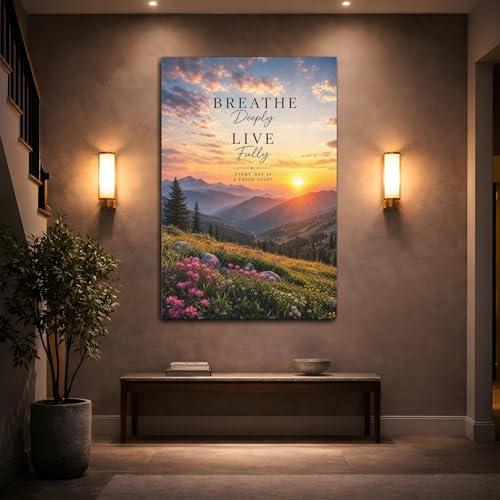 Tableau montagne coucher de soleil - Impression sur toile chic - 2