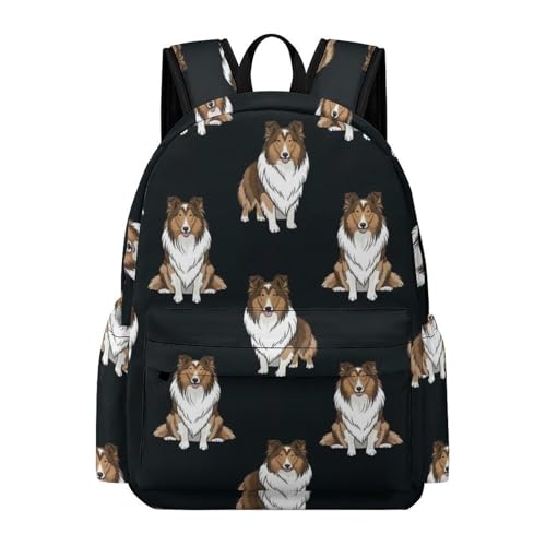 Sac à dos voyage avec motif Collie pour des études et sorties confortables