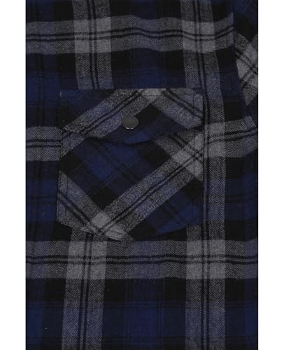 Image of ZENTHACE Men's Sherpa Lined Full Zip Hooded Plaid Shirt Jacket