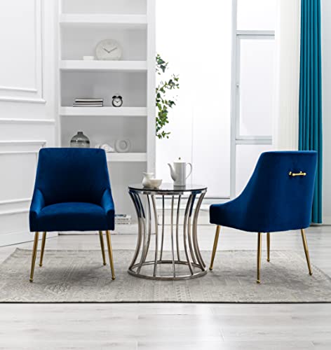 Restworld Velvet Dining Chairs Set Of 2, Furniture Collection Modern Contemporary Upholstered With Polished Gold Metal Legs(Blue) #TOP7
