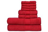 AKTI Premium 8 Piece Bathroom Towel Set, 2 Bath Towel 2 Hand Towel 4 Wash Cloth Bathroom Set, 100% C