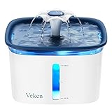 Veken 95oz/2.8L Pet Fountain, Automatic Cat Water Fountain Dog Water Dispenser with Smart Pump, 2 Replacement Filters for Cats, Dogs, Multiple Pets (Navy Blue)