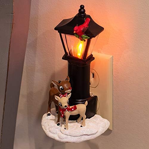 Rudolph and Clarice By Lamppost 7.25 Inch Resin Stone Flickering Night Light image 5