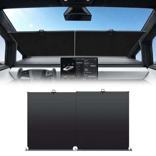 Retractable Windshield Sunshade for Cybertruck Custom Fit Front Window Sunshade UV & Heat Protection Interior Sun Visor fit for Tesla Cybertruck Outdoor Camping & Daily Parking