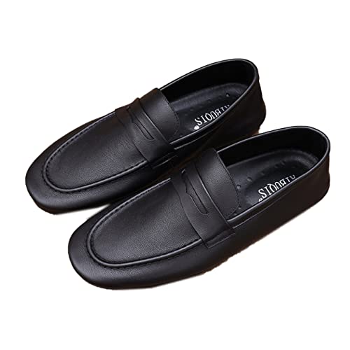 [ADSNS] ローファードライビングシューズ 27.0cm メンズ スリッポン ウォーキングシューズ 革靴 ブラック デッキシューズ 軽量 スニーカー 通勤 厚底ローファー ドライビング 靴 メンズシューズ 大人 シンプル 軽い 柔軟 運転 男性 紳士 デッキ 春夏