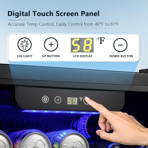 Image of Antarctic Star 48 Can Mini Fridge Cooler - Beverage Refrigerator Black Glass Door for Beer Soda or Wine, Small Drink Dispenser Machine Electronic Temperature Control for Home, Office or Bar, 1.3cu.ft.