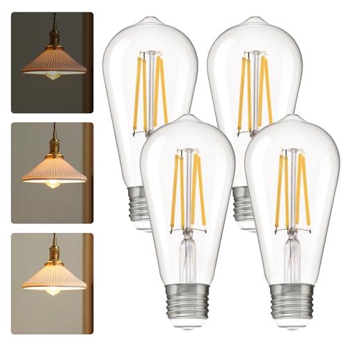 Image of ALAMPEVER 3 Way Light Bulbs 4 Pack, 30 /70 /100W Equivalent, Bright ST19 LED Light Bulb, 2700K Soft White, 300 /800 /1200LM, 3 /5 /8W, E26 Base, Non-Dimmable, Ideal for Living Room, Bedroom, Home Office