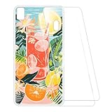 ESACMOT Bedruckte Hülle + 2 Glas Schutzfolie Kompatibel mit Lenovo A7000 Plus, Stoßfeste Weiche Cover & HD Klare Tempered Glass Folie (Sommerzeit)