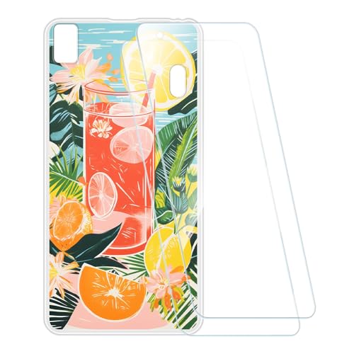 ESACMOT Bedruckte Hülle + 2 Glas Schutzfolie Kompatibel mit Lenovo A7000 Plus, Stoßfeste Weiche Cover & HD Klare Tempered Glass Folie (Sommerzeit)