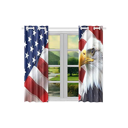 Enevotx North American Bald Eagle On American Kitchen Curtains Window Curtain Tiers For Café, Bath, Laundry, Living Room Bedroom 26 X 39 Inch 2 Pieces #TOP3