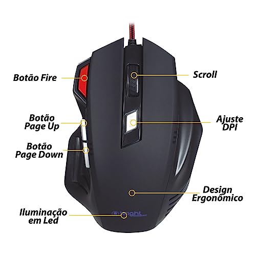 Mouse Gamer Pro 2400 DPI Preto - Bright