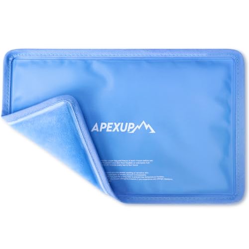 APEXUP Gel Ice Packs for Injuries Reusable, Flexible Double Sided Cold Packs for Injuries, Ice Pack for Knee, Shoulder, Back, Hip, Leg, Arm (Blue, 11"x7.1", 1PK)