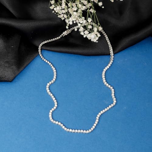 8 CT D VVS1 Lab Grown Diamond Riviera Tennis Necklace – Half Diamond, Half Illusion Setting in 14K White Gold, 16 Inch Luxury Jewelry2