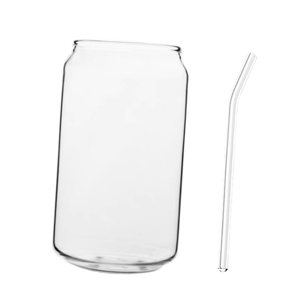 BEBEMOKO 350ml Heat Resistant Glass Cup with Straw Stylish Beverage Glass for Milk and Cocktails Transparent Drinkware for Home and Outdoor Use