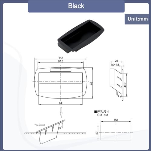 Poignée en plastique noir robuste pour armoire électrique et machine