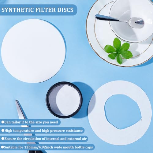 Image of GORGECRAFT 50PCS Synthetic Filter Discs 125mm Diameter Laboratory Quantitative Ashless Filter Paper Circular Medium Speed Wide Mouth Size Funnel Filtering Paper for Buchner Funnel Mushroom Cultivation