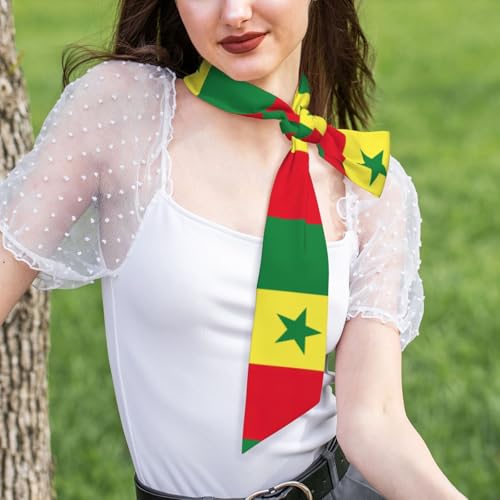 Silk Feeling Satin Headscarf for Women Fashion Skinny Scarf Neck Scarf Hair Scarf Flag of Senegal Print4