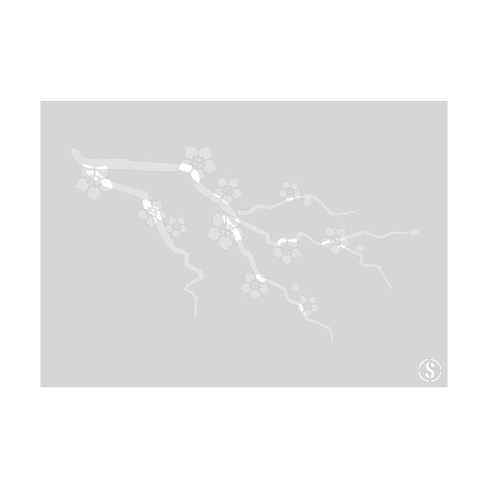 The Stencil Studio Oriental Cherry Blossom Stencil - Reusable Wall Stencil. Ideal for home decorating - Size Extra Large (A1) (10035XL)