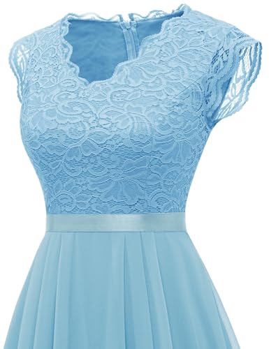 Image of Dressystar Women's V Neck Sleeveless Lace Bridesmaid Dress Wedding Party Gown