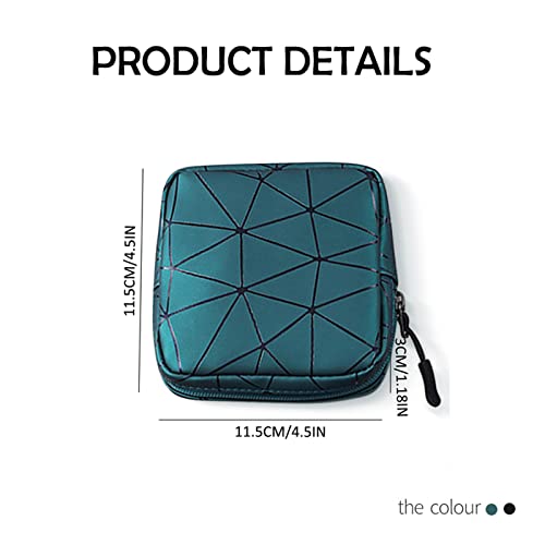 CCLEOOCOO Sanitary Napkin Storage Bag,Leather Waterproof Feminine First Period Bag for Teen Girls Women,Menstrual Cup Pouch Sanitary Napkin Pads Storage Bags (Black,green) - Thumbnail 5