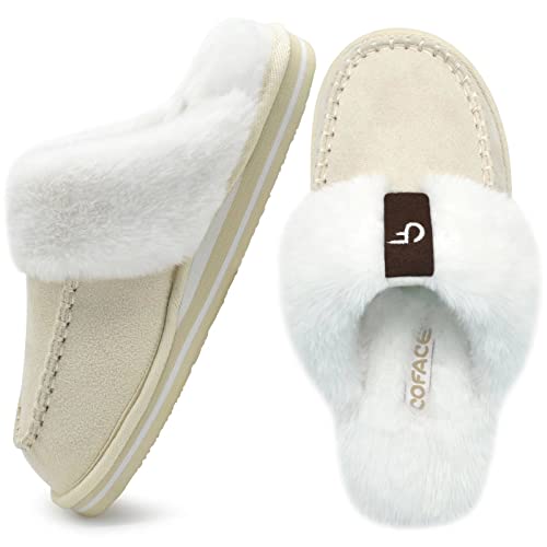 Chausson Femme Hiver Peluche Chaud Confortable Maison Chausson Doux Memory Foam Antidérapant Pantoufles Caoutchouc Intérieur Extérieur Beige Taille 38 Cover