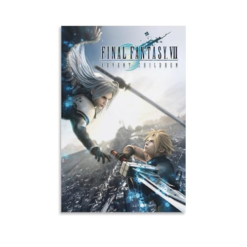 Thcbme Final Fan-tasy VII Advent Children Poster Decorative Painting Bathroom Decor Living Room Canvas Wall Art UnFramed,16x24inch(40x60cm)
