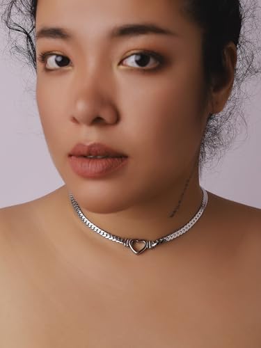 Sacina Heart Choker, Stainless Steel Necklace, Choker Necklaces for Women, Chunky Heart Necklace, Valentine Gift, Christmas Jewelry Gift4