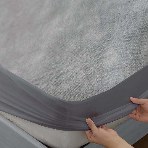 Image of Premium 100 Percent Waterproof Mattress Protector with Elastic Non-Woven | Hypoallergenic Mattress Cover Fitted Bed Protector for Single Size Bed 48x72 Inch Fit On 10 Inch 4X6 Feet, Dark Grey