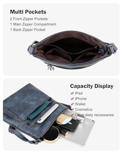 Image of MASINTOR Crossbody Purses for Women, Multi Pocket Casual Crossbody Bag, Adjustable Strap Shoulder Bag with Tassel