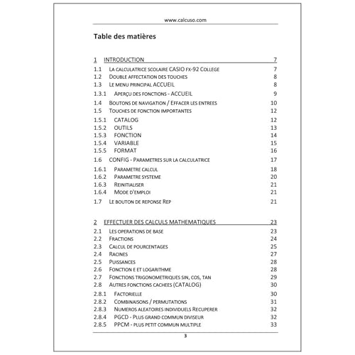 CALCUSO Fachbuch für den Casio fx-92 Collège - 88 Seiten in DIN A5 - Schnelleinstieg mit Anwendungsbeispielen und Aufgaben