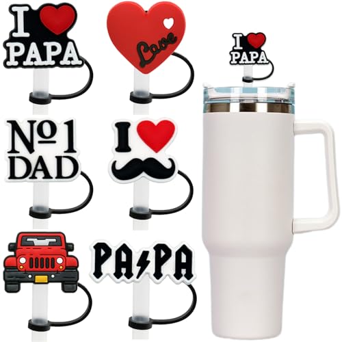 Straw Cover for Stanley 20 30oz &40oz Tumbler,Dad Straw Toppers,Cute Straw Cover Cap for Stanley Yeti Cup Father's Day, Birthday Day Decorations Daddy Gifts from Wife,Daughter,Son