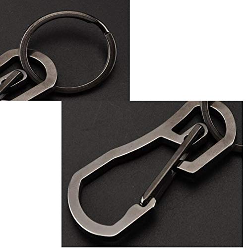 Alsmiley 2Pcs Stainless Steel Heavy Carabiner Clip Retractable Ring Set Keychain Quick Release Hooks For Men Women Black #TOP2
