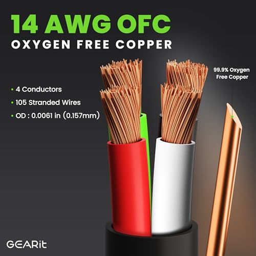 GEARit Outdoor Speaker Wire CL3 Rated, 14 Gauge Speaker Wire, Speaker Cable 100 ft for Outdoor Speakers, Patio, Garden, Backyard Audio, Direct Burial in Ground/in Wall, OFC (Brown, 4-Conductors) by GEARit - Image 2