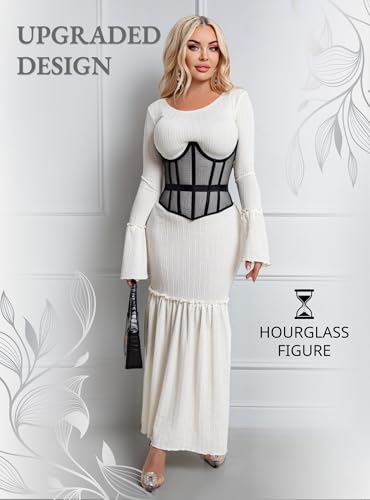 Image of Mesh Corset Waist Trainer for Women - Underbust Corset Lace Up - Waist Cincher Shapewear - Body Shaper