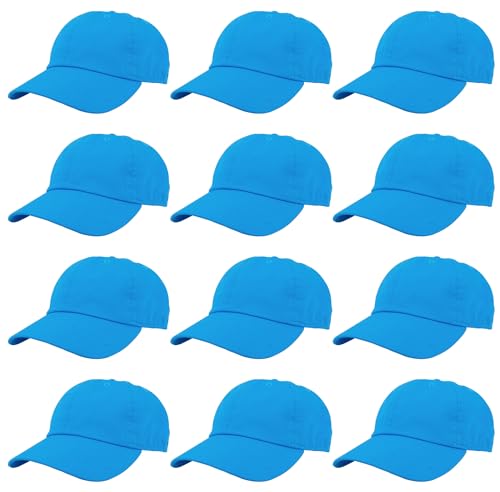 Image of Gelante Baseball Caps Hats 100% Cotton Plain Blank Adjustable Size Wholesale Bulk of 12 Pack