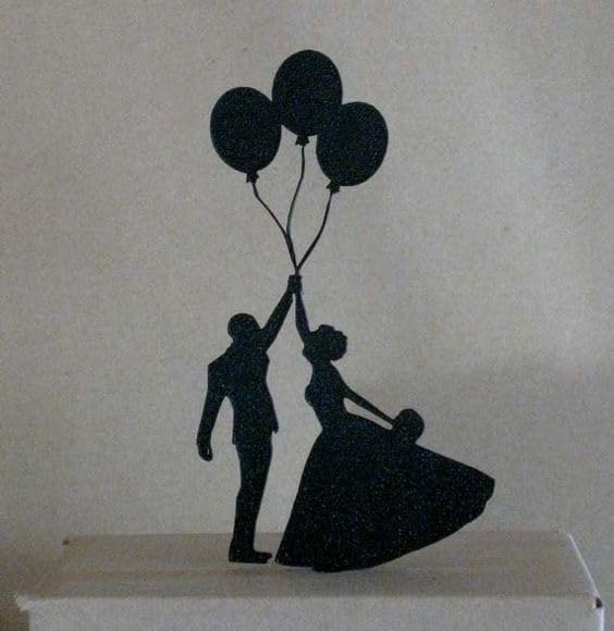 Maxsafe Couples Cheering With Balloons Cake Topper Acrylic Wedding Cake Topper Wedding,Anniversary,Engagement Cake Topper